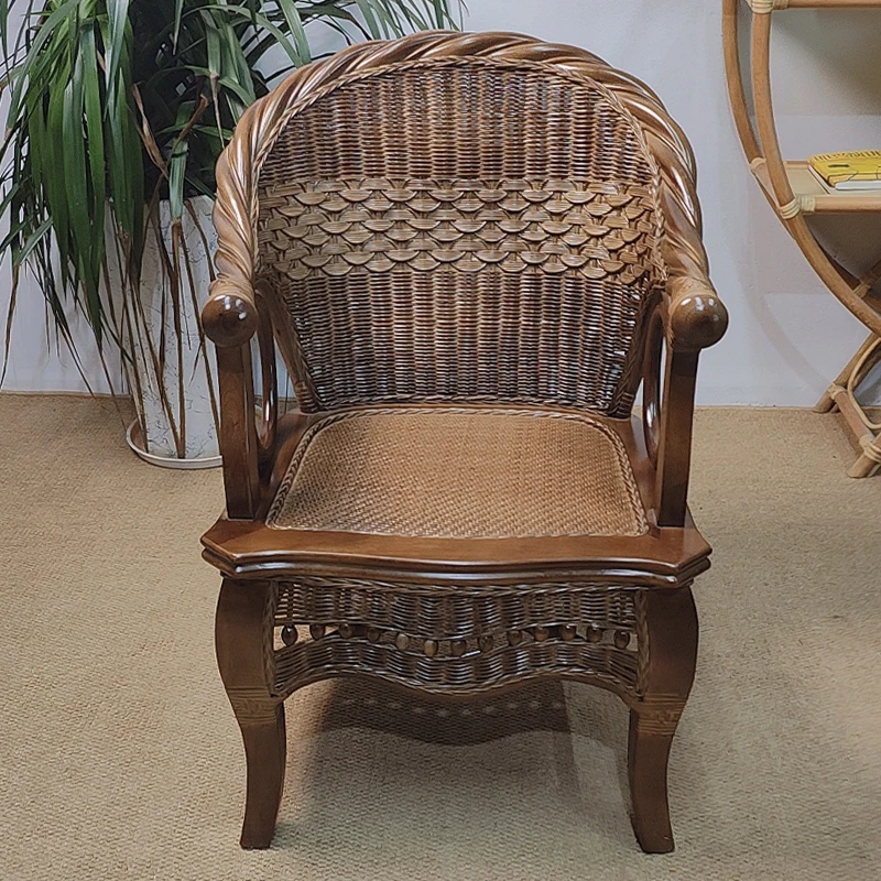 植雅轩植物藤编庭院桌椅手工复古宫廷座椅家用客厅阳台单人椅