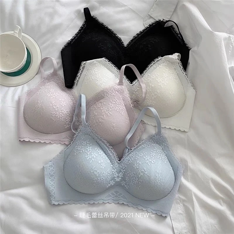 【A73】乳胶无钢圈小胸AB睫毛款蕾丝可拆卸杯垫舒适文胸