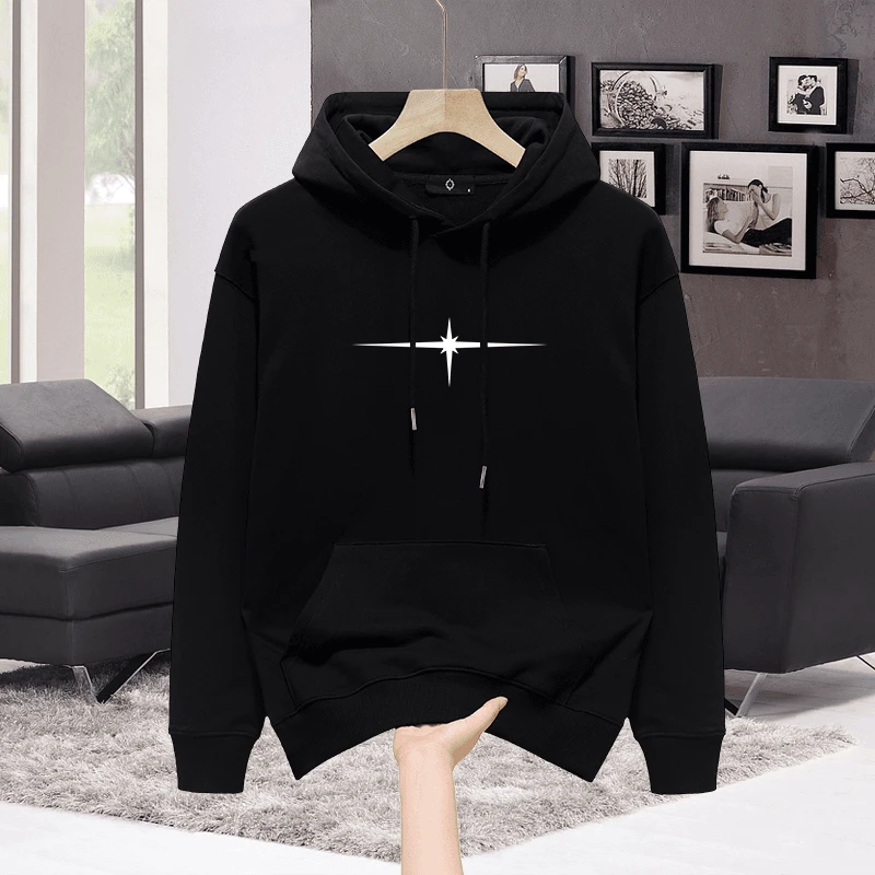 仓石一树创意时尚印花连帽卫衣男春秋冬宽松休闲纯棉加绒情侣上衣