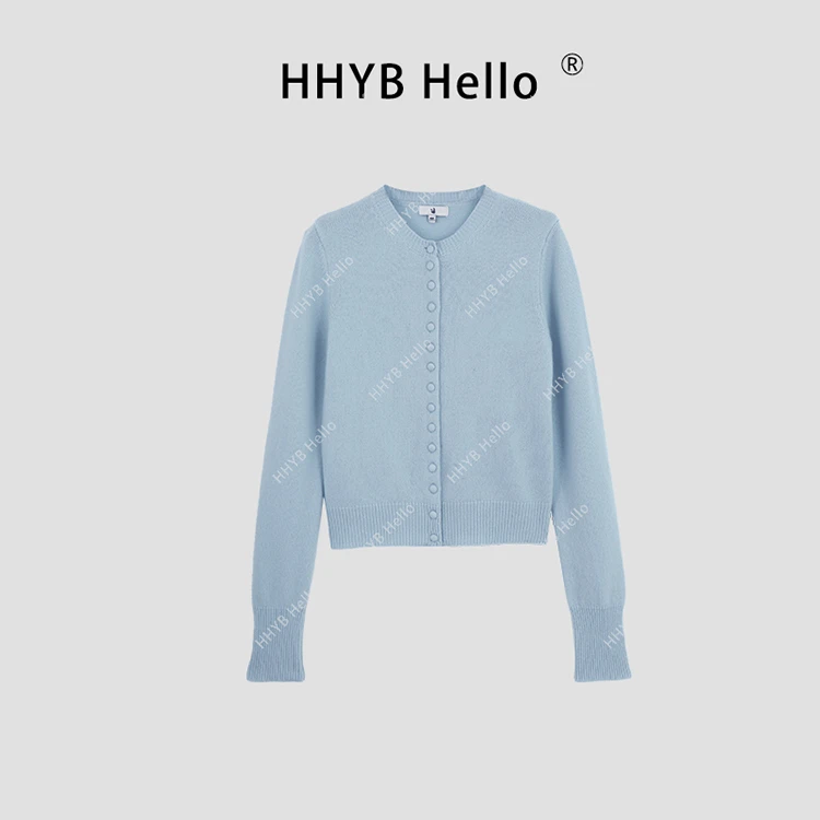 【Q】纯色休闲百搭羊毛衣圆领长袖开衫针织衫H30027