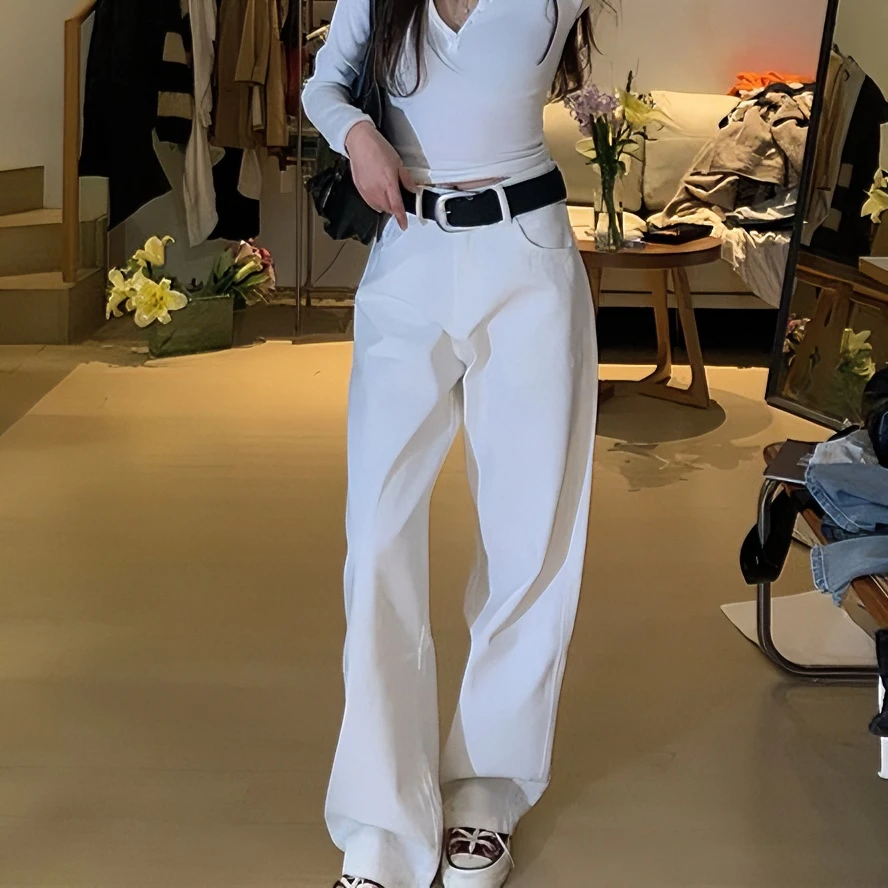 HHYB Hello【YD】宝藏衣橱简约时尚纯棉百搭神裤休闲直筒裤显瘦Q233