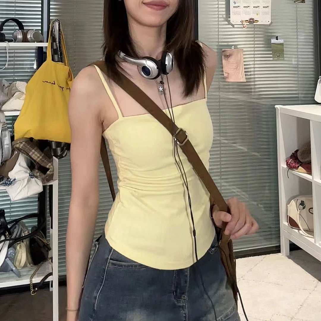 【现货48h飞】夏季辣妹吊带抽褶吊带背心修身显瘦百搭背心女 103