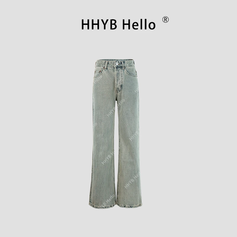 【Q】H60023 复古直筒休闲牛仔裤2024新款时尚百搭水洗长裤女