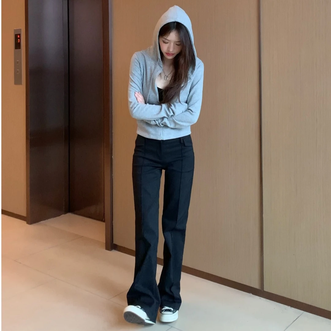 HHYB Hello【no退no换清仓】Q820新款低腰直筒裤女长西装裤烟管裤