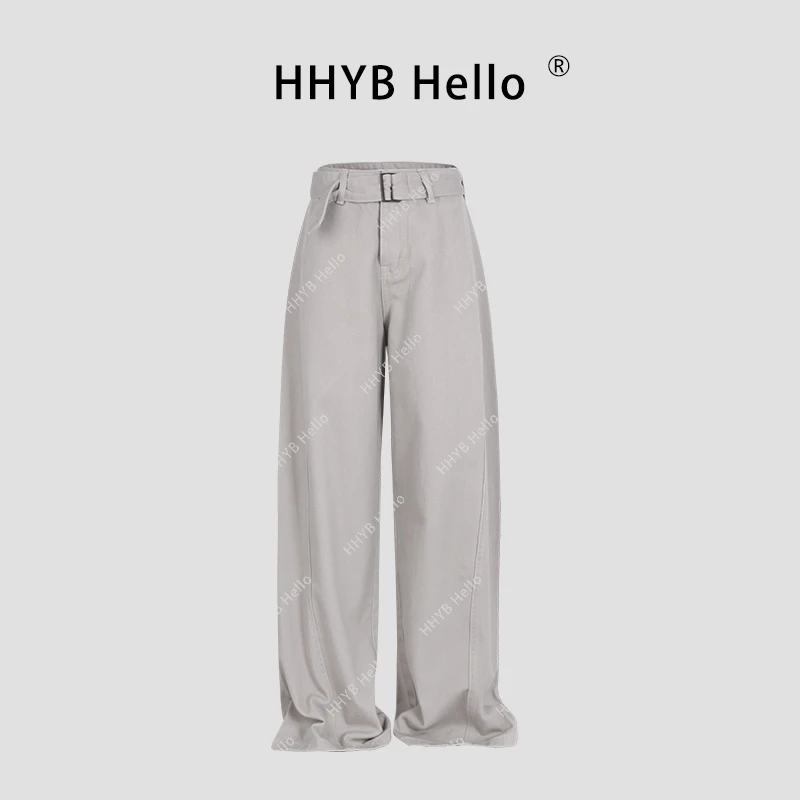 HHYB Hello新款百搭复古工装腰带设计感牛仔裤女牛仔裤Q244164