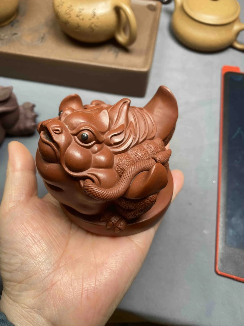 金蟾摆件，朱泥制作，规格长10宽8高9