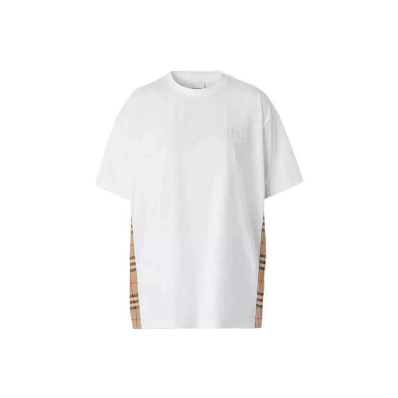 【香港发货】Burberry巴宝莉 L码 情侣款 侧边格纹 圆领T恤