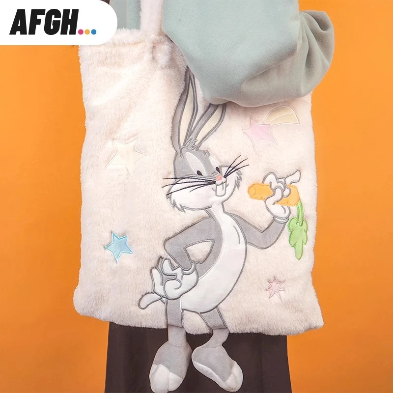 微瑕华纳正版授权兔巴哥卡通周边毛绒单肩休闲托特包大容量