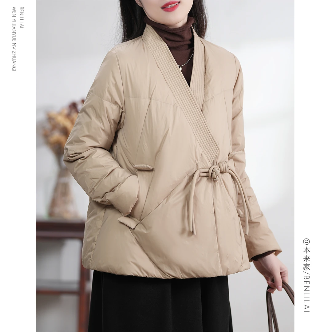 【本利来】文艺厚款大盘扣羽绒服女冬季新款保暖防风厚外套4364