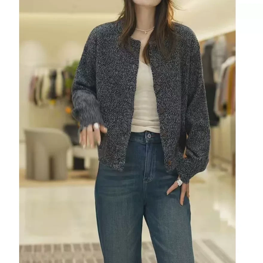 【一件钟情】100% 绵羊毛！慵懒感圆领纽扣开衫！3128