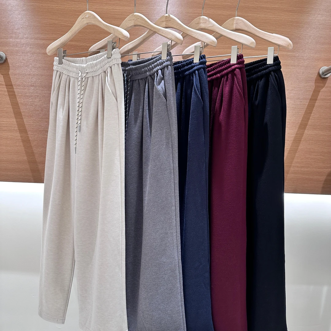 韩系高腰抽绳直筒拖地裤秋新品宽松显瘦阔腿长裤2685