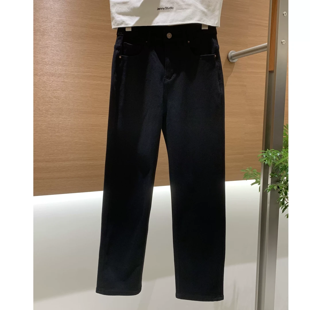 【小烟管黑金裤】弹力软牛仔黑色直筒烟管裤加绒九分牛仔裤子3067