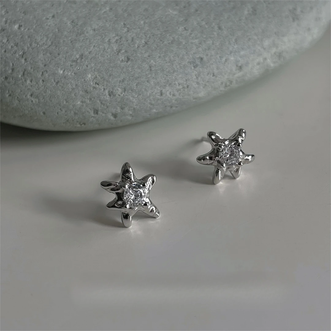 铜合金合成锆石耳饰 气质轻奢时尚百搭小众简约精致星星耳环189