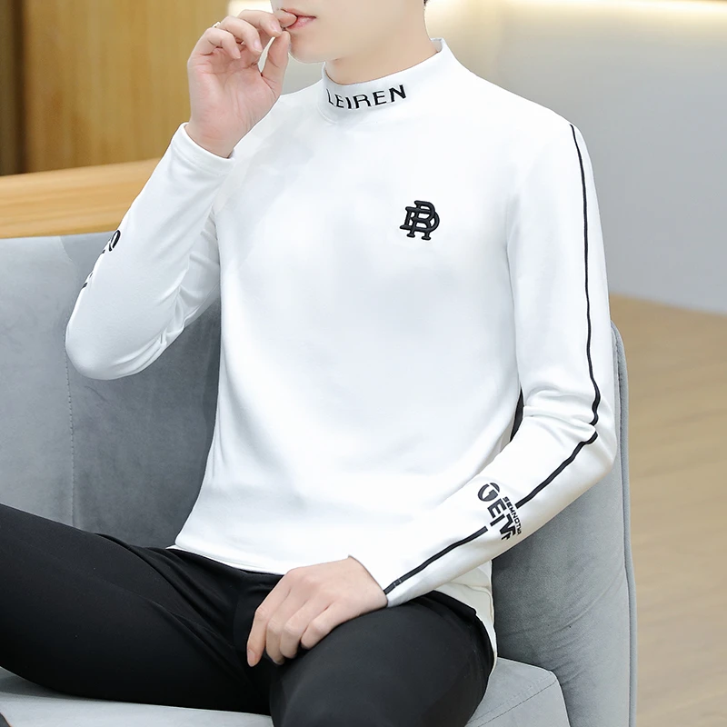 2022男士新款秋冬中领双面德绒时尚百搭潮流保暖圆领打底衫上衣