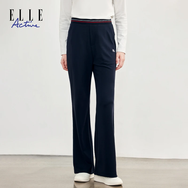 ELLE Active【莱赛尔罗马布】新款宽松阔腿裤微喇休闲裤显瘦长裤女