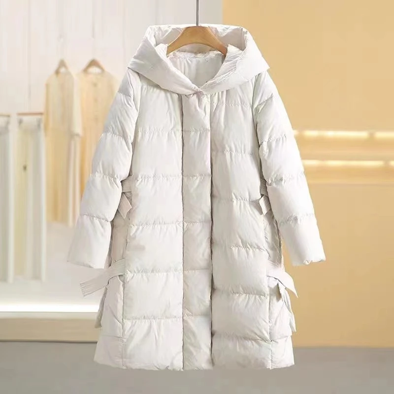 【M2DYAA009】韩版休闲连帽加厚保暖长款羽绒服