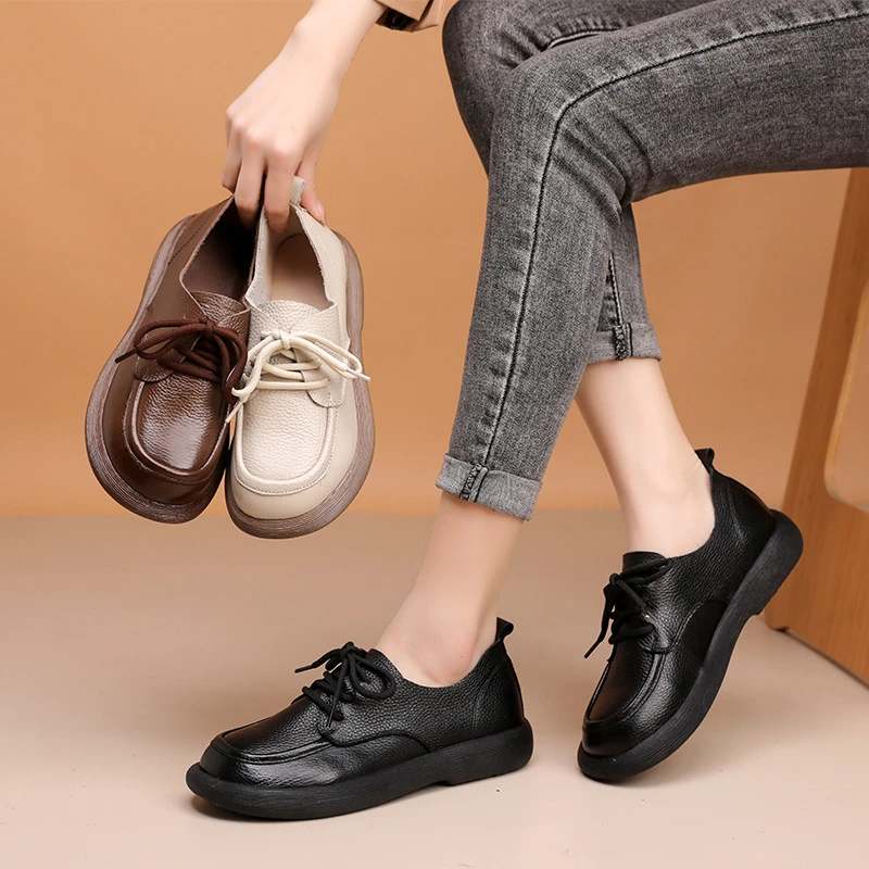 特价宠粉春秋头层牛皮真皮乐福鞋时尚百搭软底软面英伦风女士单鞋