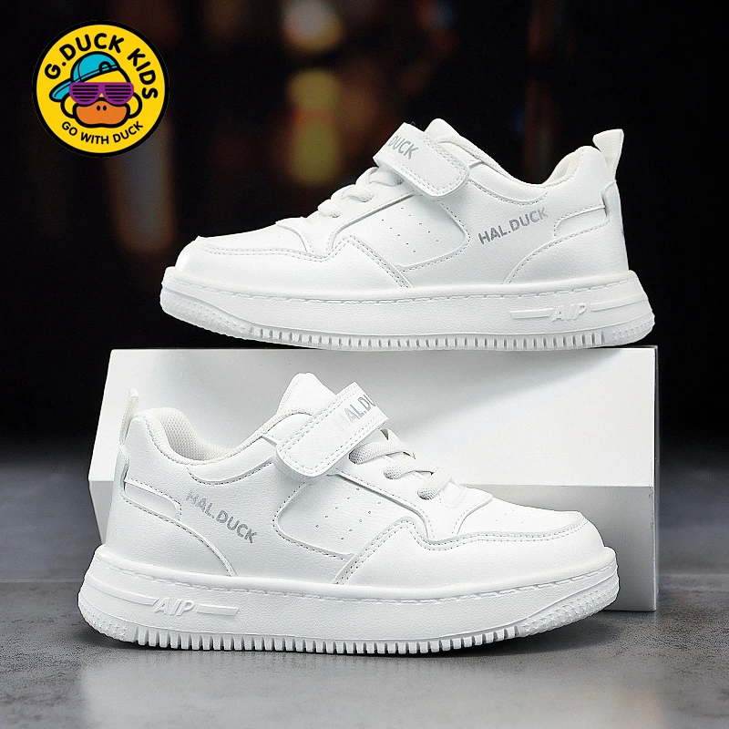 小黄鸭校园小白鞋2025春秋新款小学生中大童男童女童百搭休闲鞋子