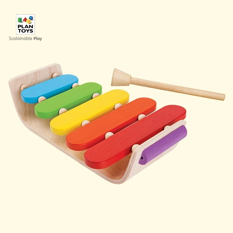 泰国plantoys八音琴曲木木琴手敲琴木制击打科学实验启蒙乐感玩具