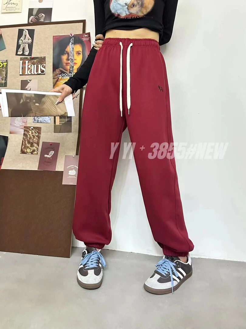 简爱女装秋冬新款韩版小狗刺绣休闲裤 3855