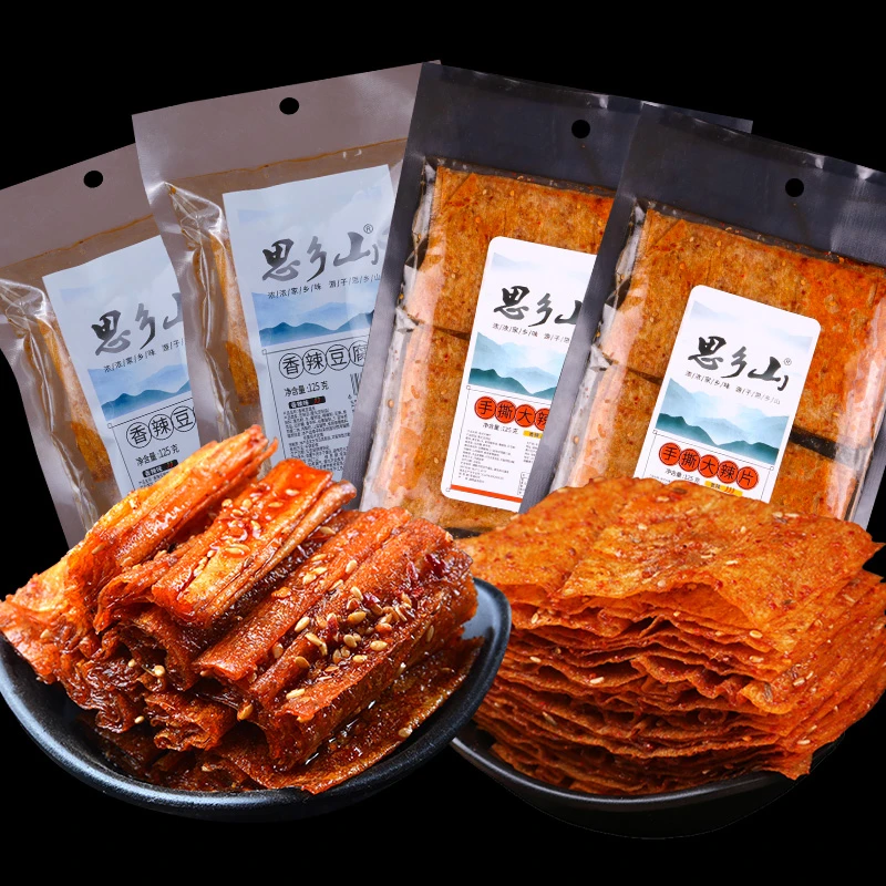 思乡山大辣片豆皮辣条组合怀旧小零食小卖铺8090童年回忆麻辣小吃