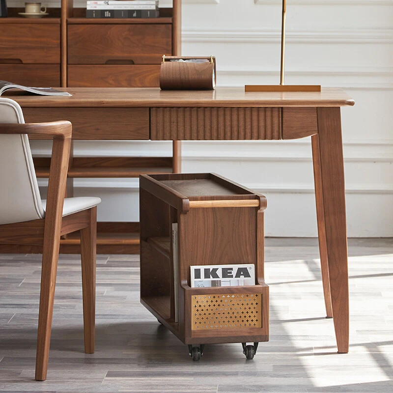 美域工坊北欧实木靠柜客厅移动置物边柜北美黑胡桃木边柜