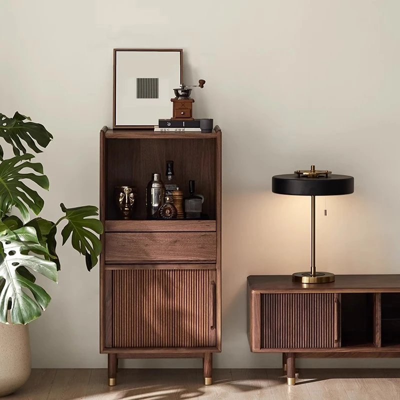 实木电视边柜现代简约客厅斗柜立柜卧室轻奢储物柜沙发收纳柜