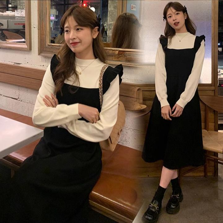 可盐可甜假两件孕妇装连衣裙针织气质显瘦毛衣裙子孕妇外穿秋冬