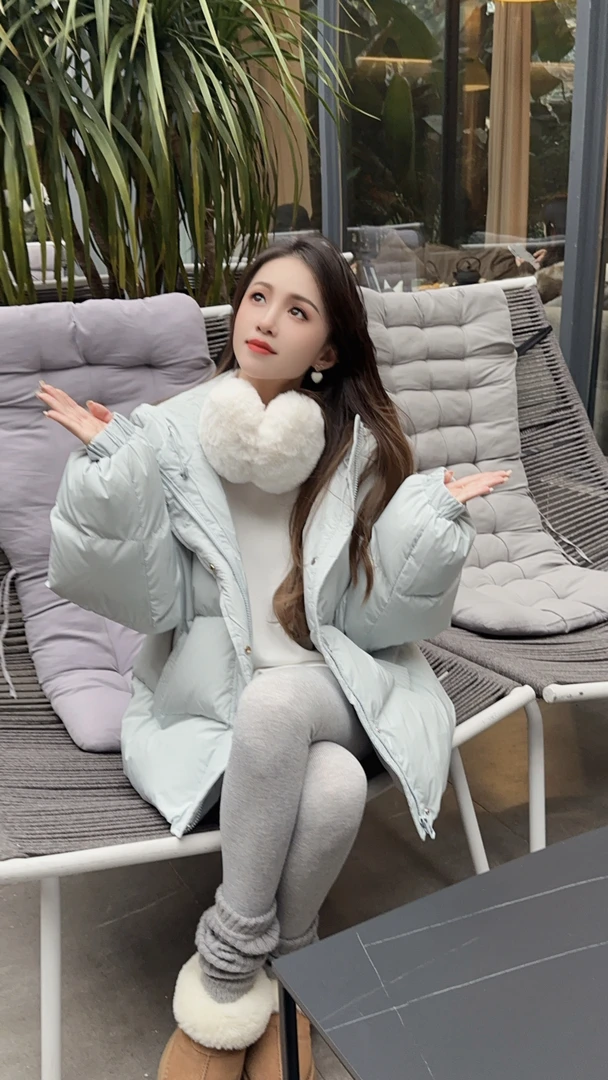 高品质平替蛋壳6.0连帽短款简约羽绒服女白鸭绒五防外套秋冬0728