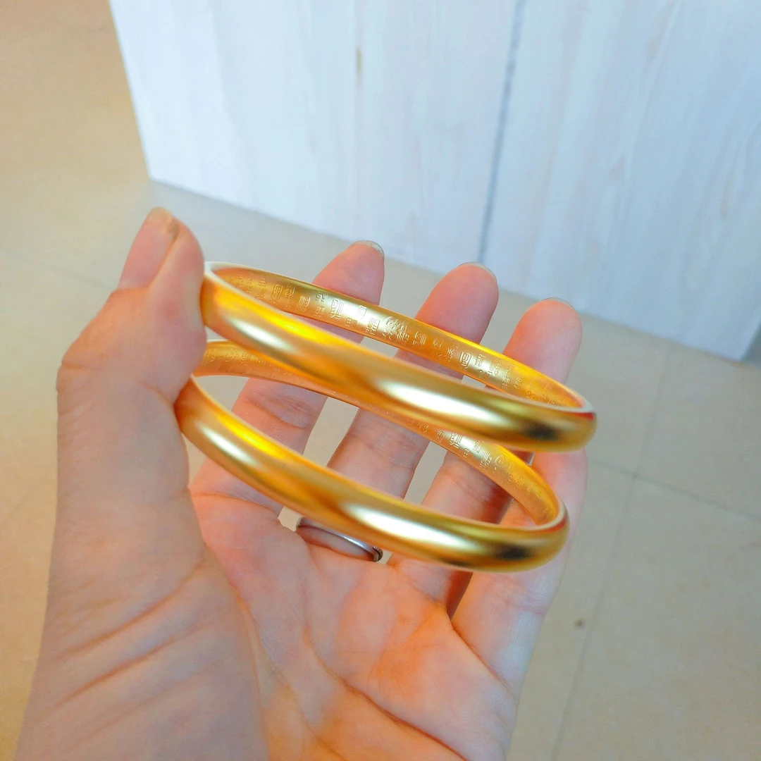 越南古法百福手镯女款传承镯子黄铜镀金素圈