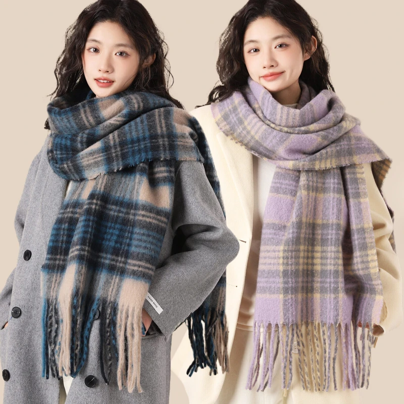 新款时尚围巾秋冬季条纹加厚保暖韩版百搭高级披肩情侣学生围脖女