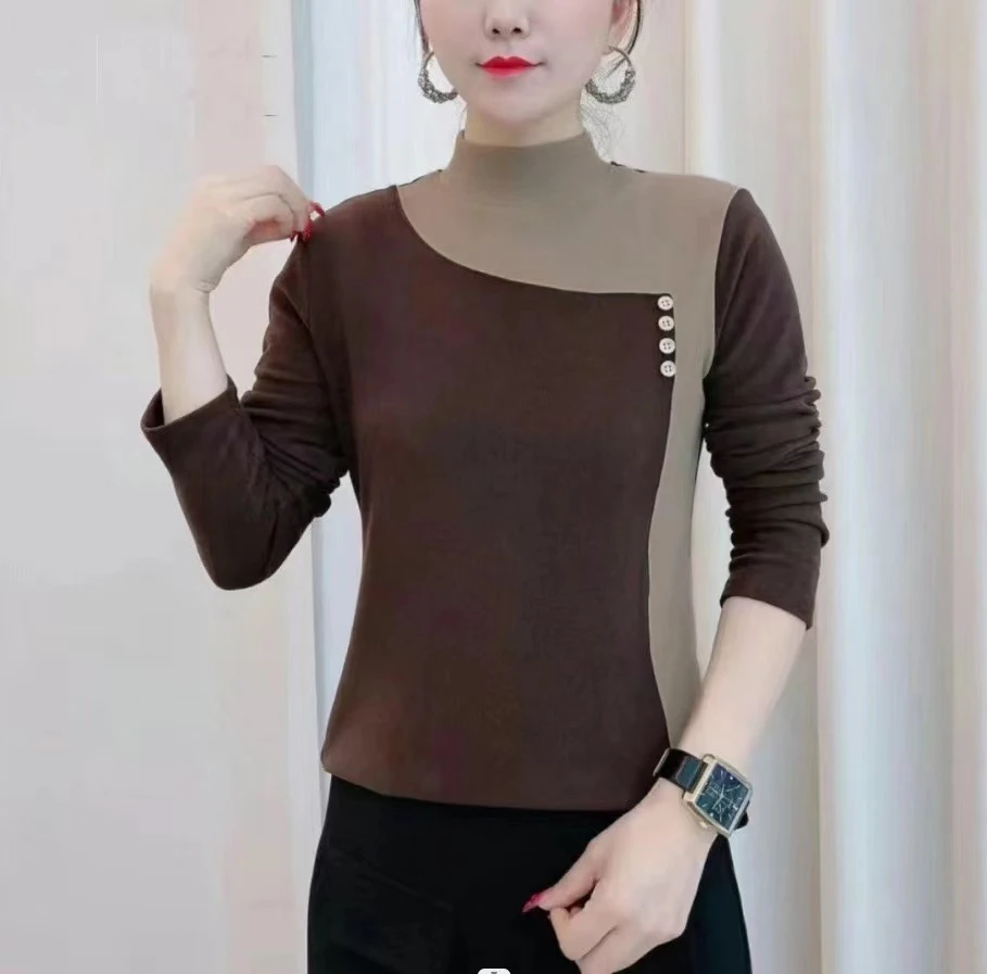 【中厚】秋冬2023新款双面绒长袖打底衫时尚百搭可单穿洋气小衫上衣