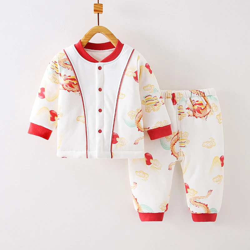 婴儿衣服秋冬季分体两件套纯棉拜年服150g棉服新生宝宝厚棉衣加厚