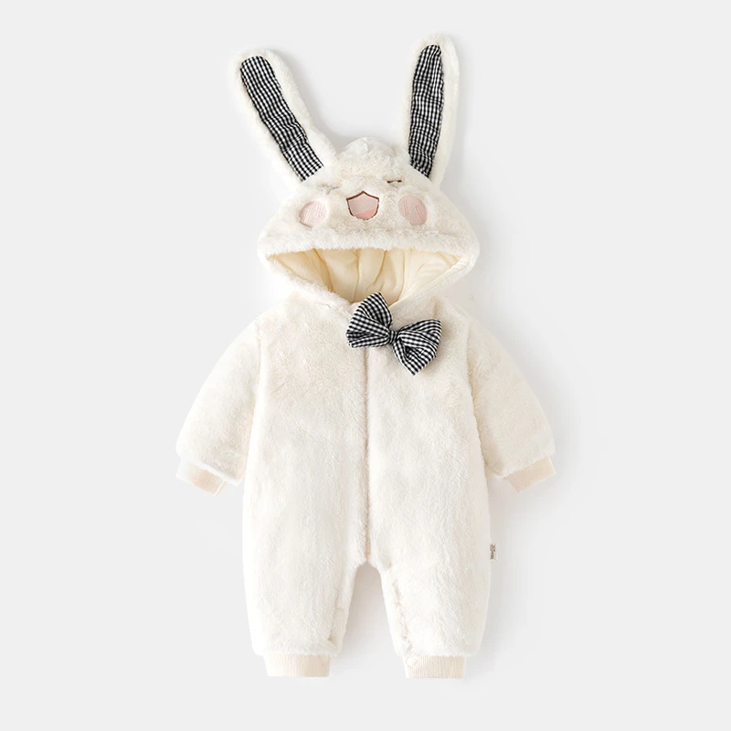 婴儿加绒外穿连体衣秋冬宝宝加棉外出冬季加厚爬服儿童熊猫棉哈衣