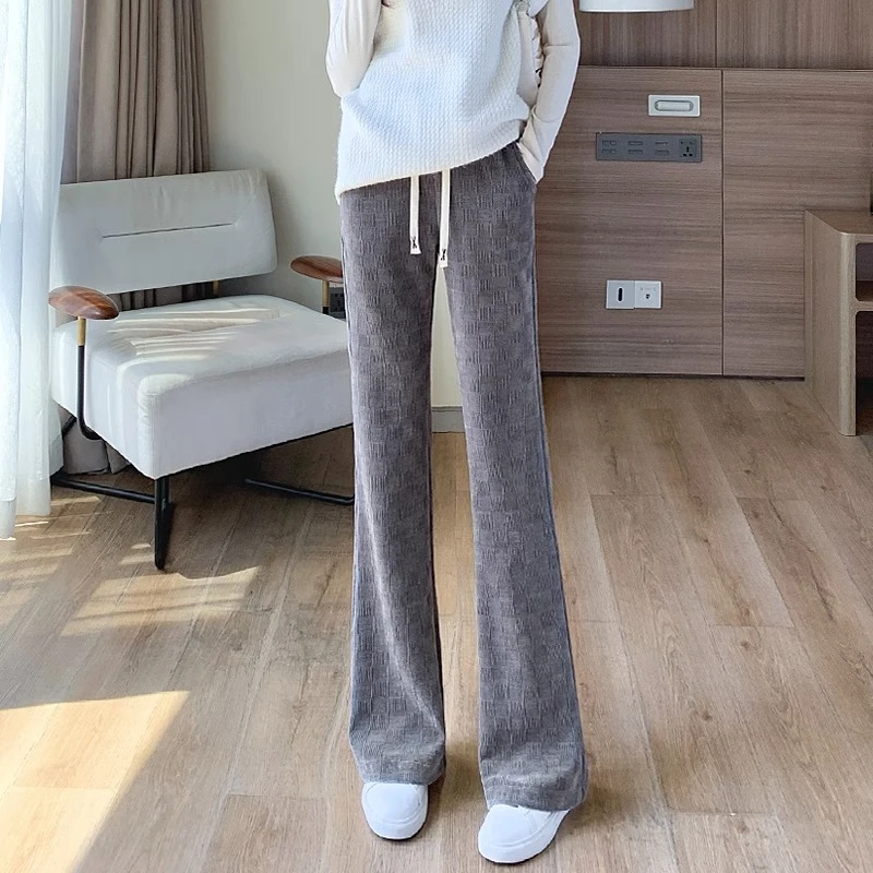 垂感喇叭裤女2025春秋新款高腰显瘦马蹄裤修身百搭弹力休闲微喇裤