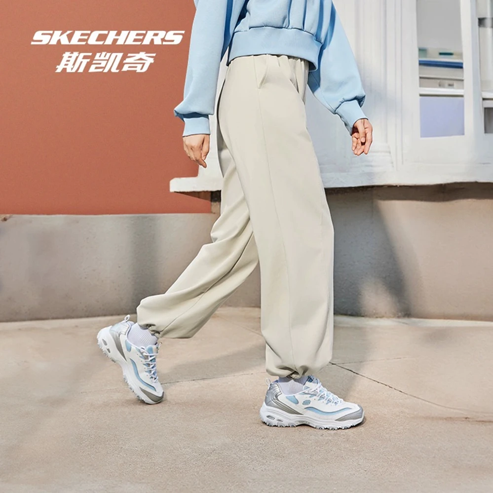 斯凯奇官方女装直筒长裤舒适阔腿裤宽松运动休闲裤L324W098