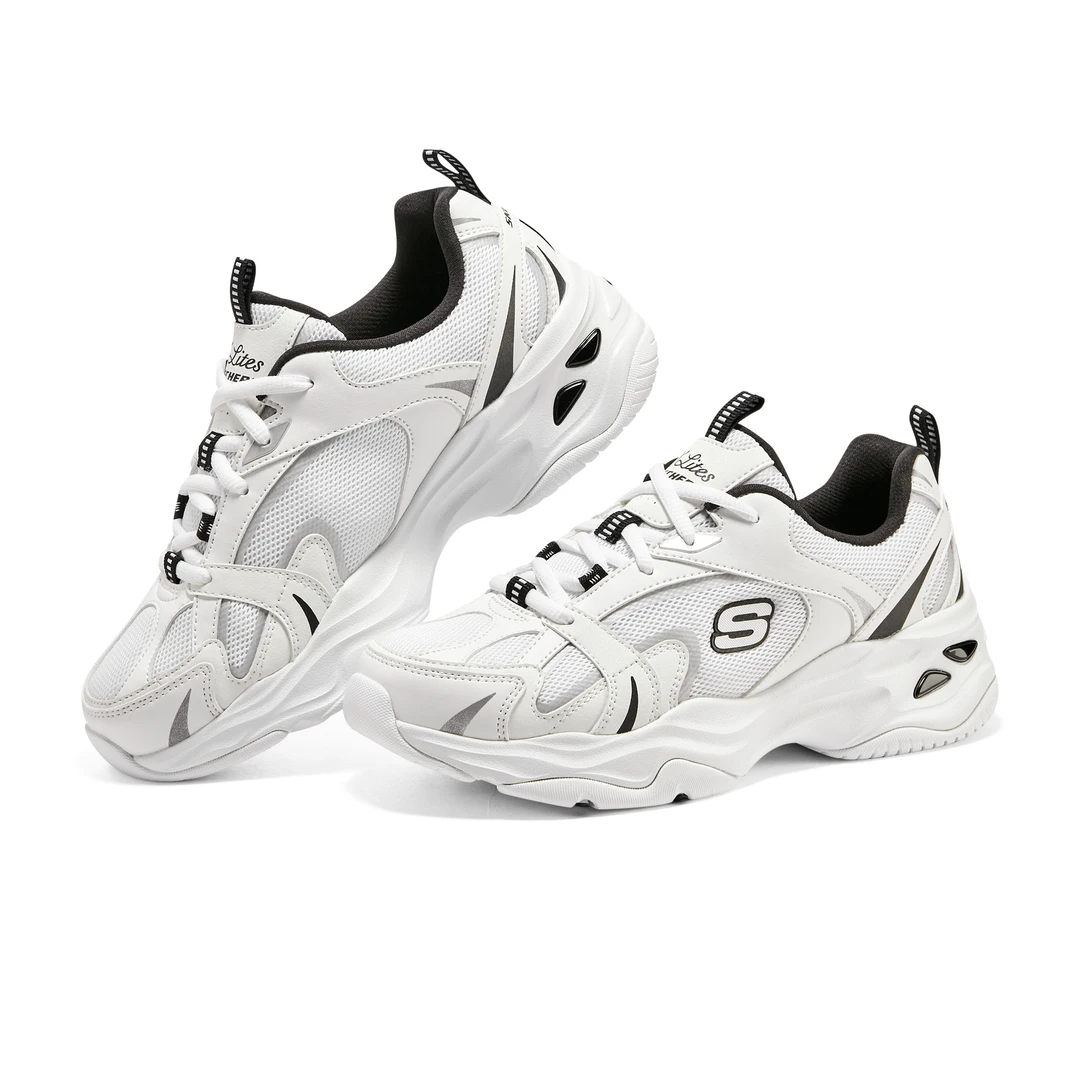 斯凯奇官方女鞋拼接舒适厚底增高运动鞋休闲老爹鞋熊猫鞋896190