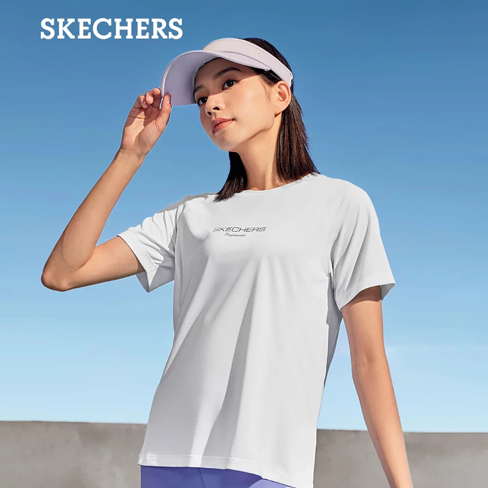 斯凯奇官方吸汗女装圆领休闲舒适透气夏季运动短袖T袖P224W096
