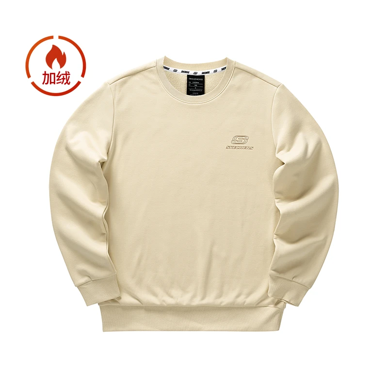 斯凯奇官方男女情侣【加绒】休闲保暖圆领多色运动服卫衣L422U222