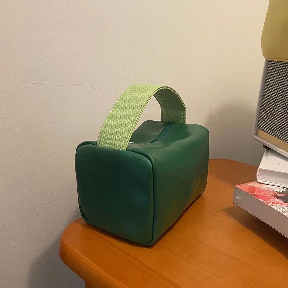 手提收纳包糖果色方形洗漱包 2024新款创意pvc革防水大容量化妆包