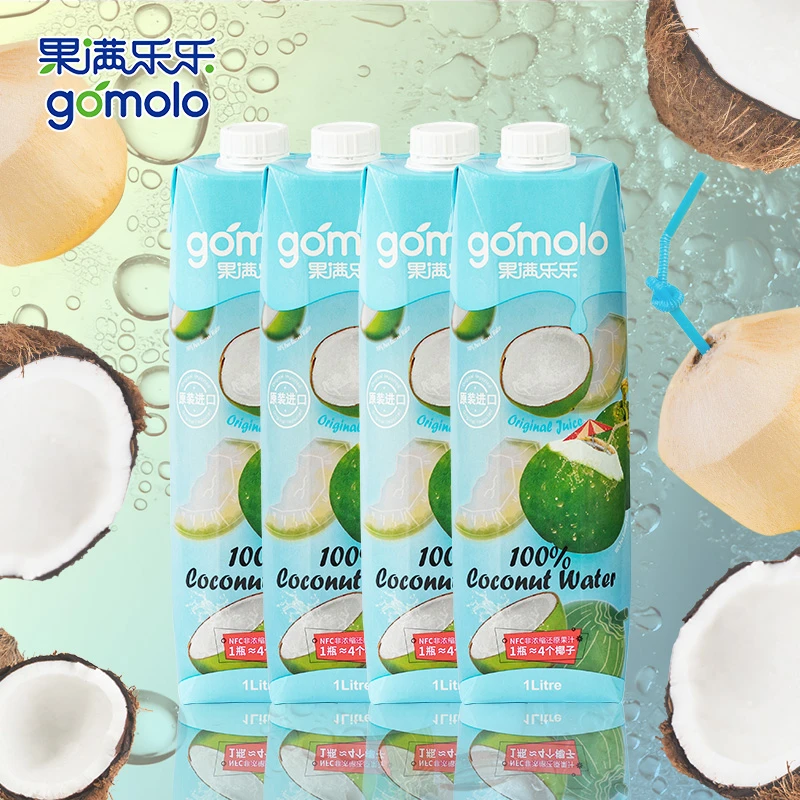 果满乐乐100%NFC椰子水纯果汁1L*2/4瓶 泰国进口非浓缩补水饮料