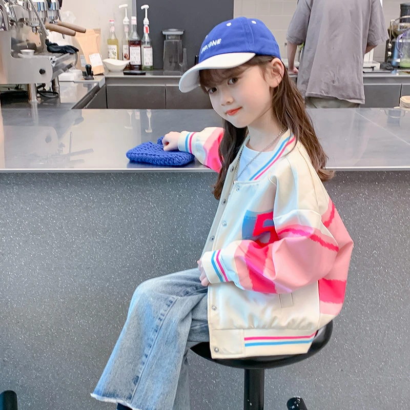 女童外套春装2025新款洋气儿童棒球服春秋款小女孩运动秋季上衣潮