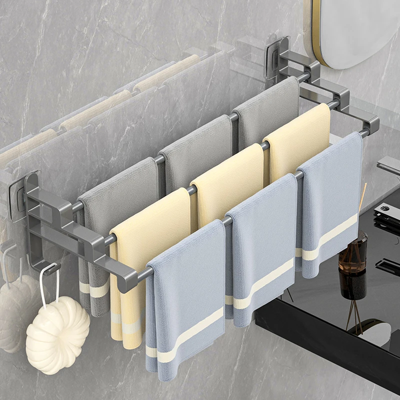 毛巾架子免打孔卫生间壁挂浴室毛巾单杆置物架厕所洗手间收纳挂架