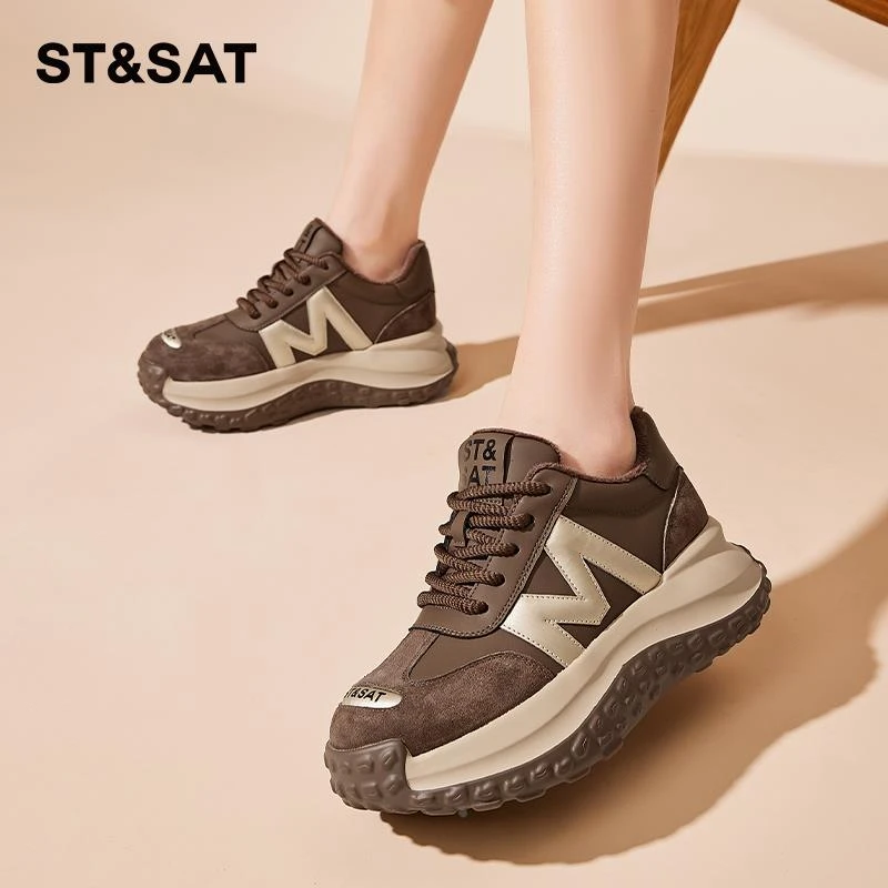 星期六厚底老爹鞋女秋冬鞋子冬季加绒棉鞋女款2025新款运动鞋女鞋