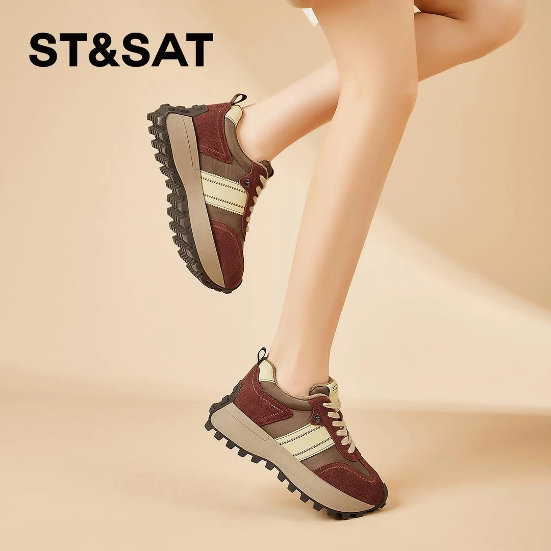 星期六加绒保暖德训鞋女2025新款冬季百搭复古女鞋厚底增高休闲鞋