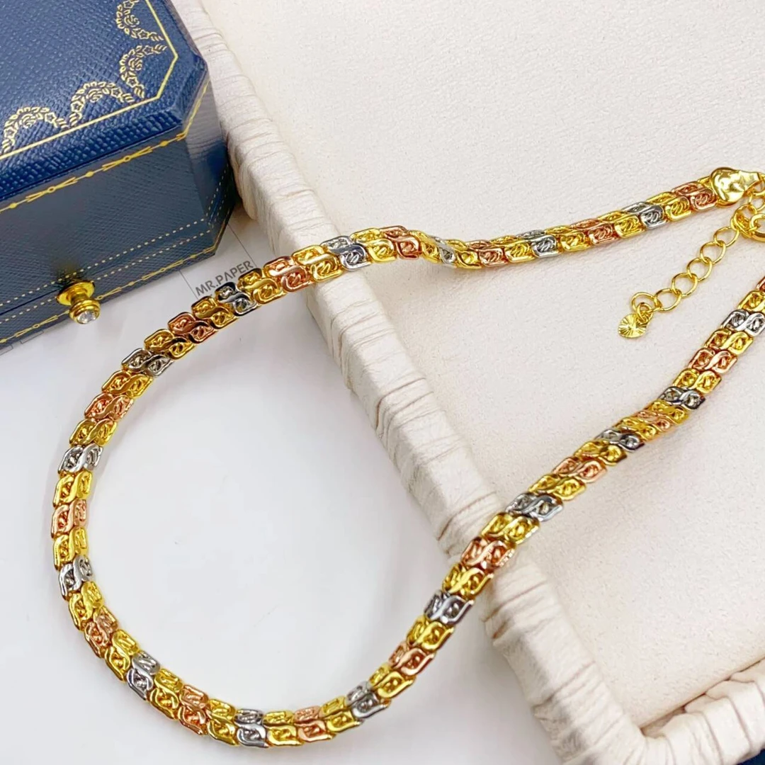 项链 意式三色回纹编织项链多样性发货-1704