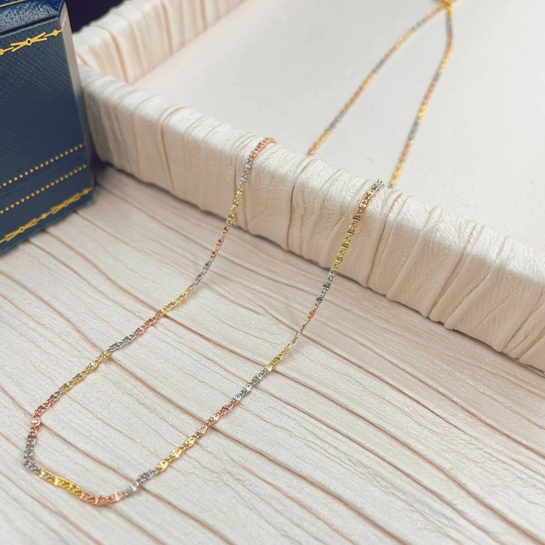 项链 三色压纹回形针项链多样性发货-1678