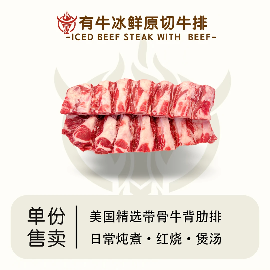 【牛背肋排】纯血黑安格斯谷饲美国IBP进口牛背肋排炖煮红烧煲汤3斤