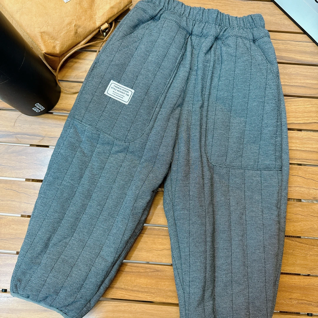 【JMJQ 231131】秋冬季韩版百搭保暖蓄热加绒加厚竖纹休闲贴袋长裤