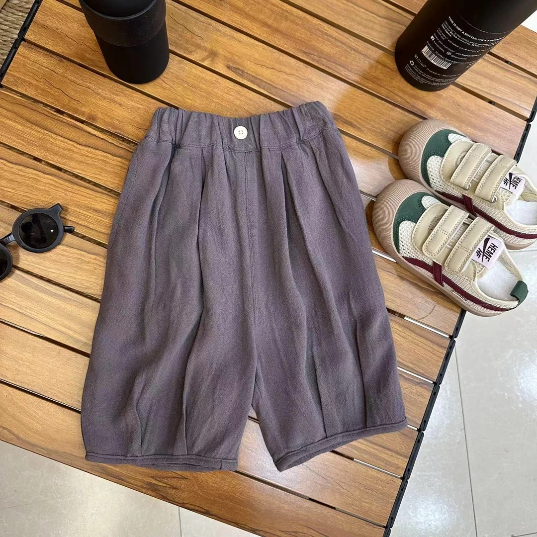 【JMJQ 20353】 夏季中小童韩版针织纹宽松时尚夏季七分裤条纹短裤